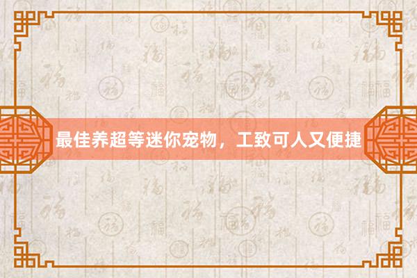 最佳养超等迷你宠物，工致可人又便捷